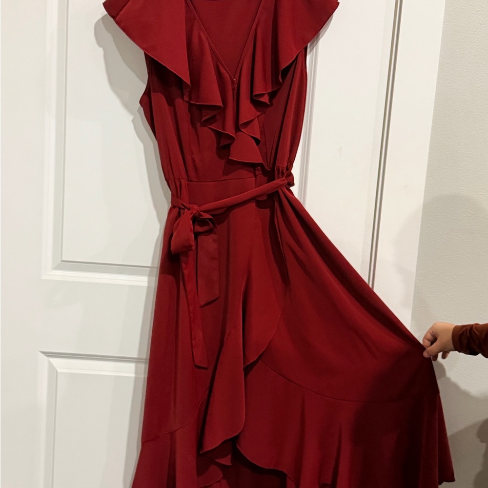 Women’s Red Ruffle Wrap Dress - Brand